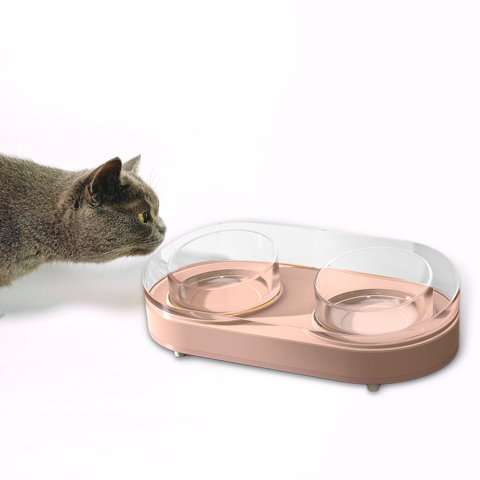Glass Double Cat Water and Food Bowls Pet Feeder Waterer Pet Dispenser