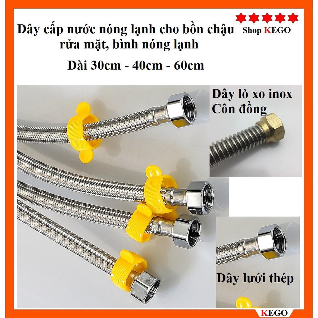 Dây cấp nước lò xo inox304 côn đồng không gỉ, dây cấp lướit án inox304, ren 21 cho bồn chậu và bình nóng lạnh chịu nhiệt