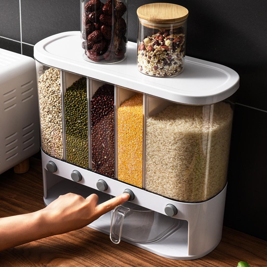 Kitchen Pantry Storage Container Rice Grain Dispenser Cereal Bucket 12 L Bin