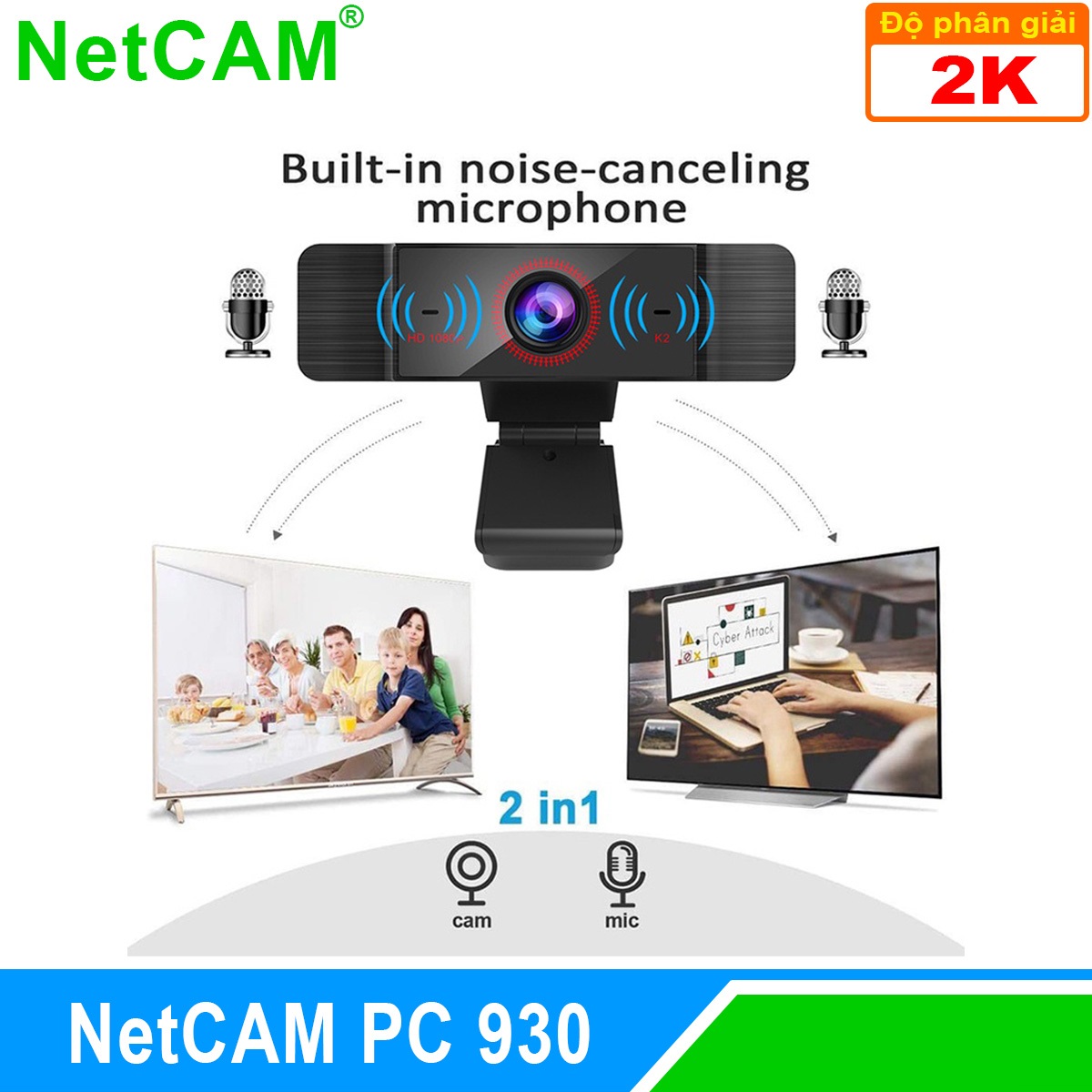 Webcam NetCAM PC 930 độ phân giải 2K - Hàng Chính Hãng