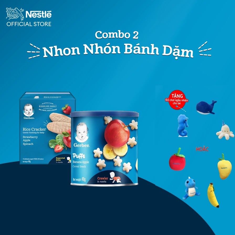 Combo 2 Bánh Ăn Dặm Nestlé Gerber Chính Hãng - Combo 2 Nhon Nhón Bánh Dặm [Tặng Đồ Chơi Cho Bé Ngẫu Nhiên]