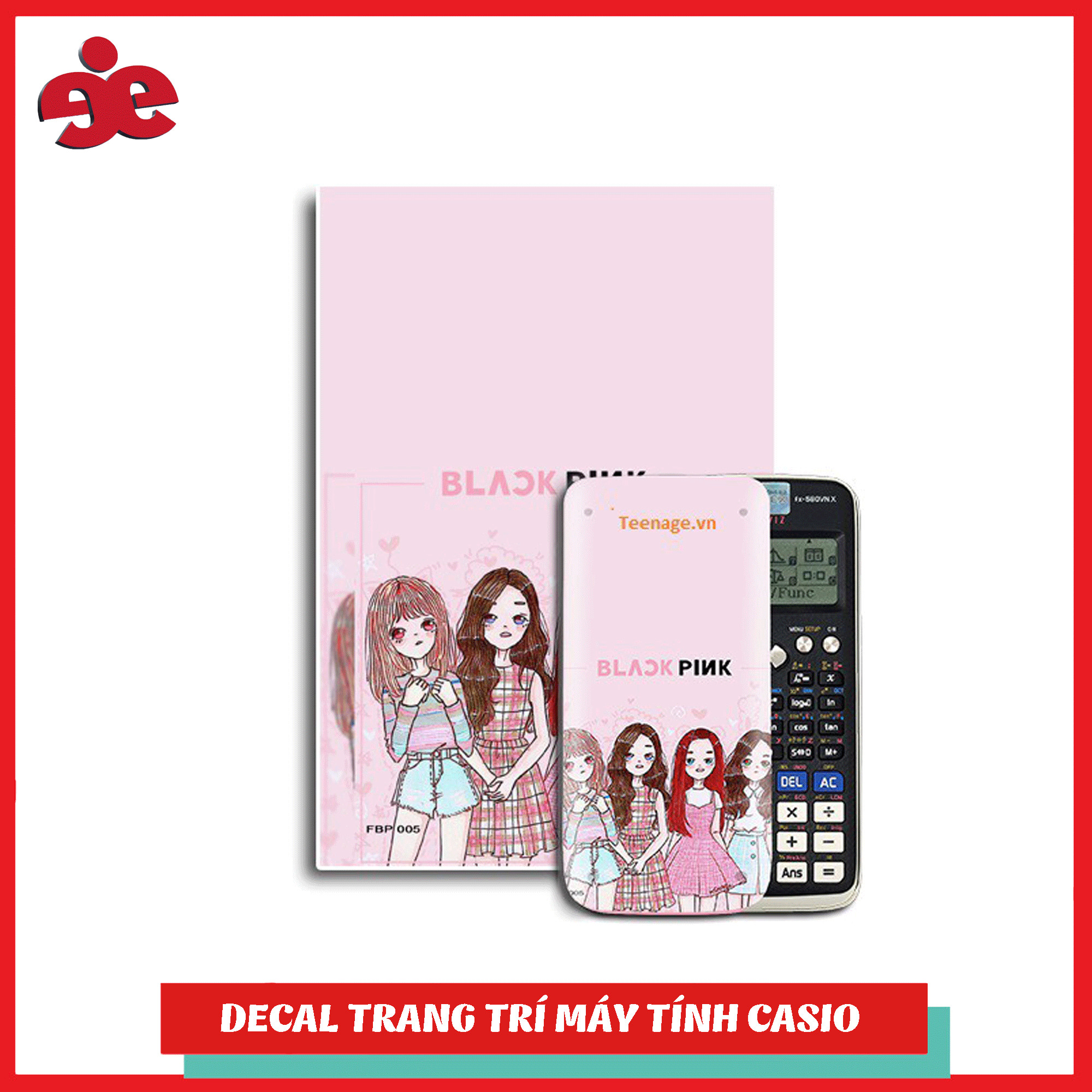 DECAL TRANG TRÍ MÁY TÍNH CASIO / VINACAL FAN BLACK PINK 005