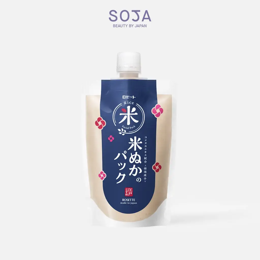 Mặt Nạ Cám Gạo Dưỡng Sáng Da Rosette Edo Cosme Rice Bran Face Pack RN 170g
