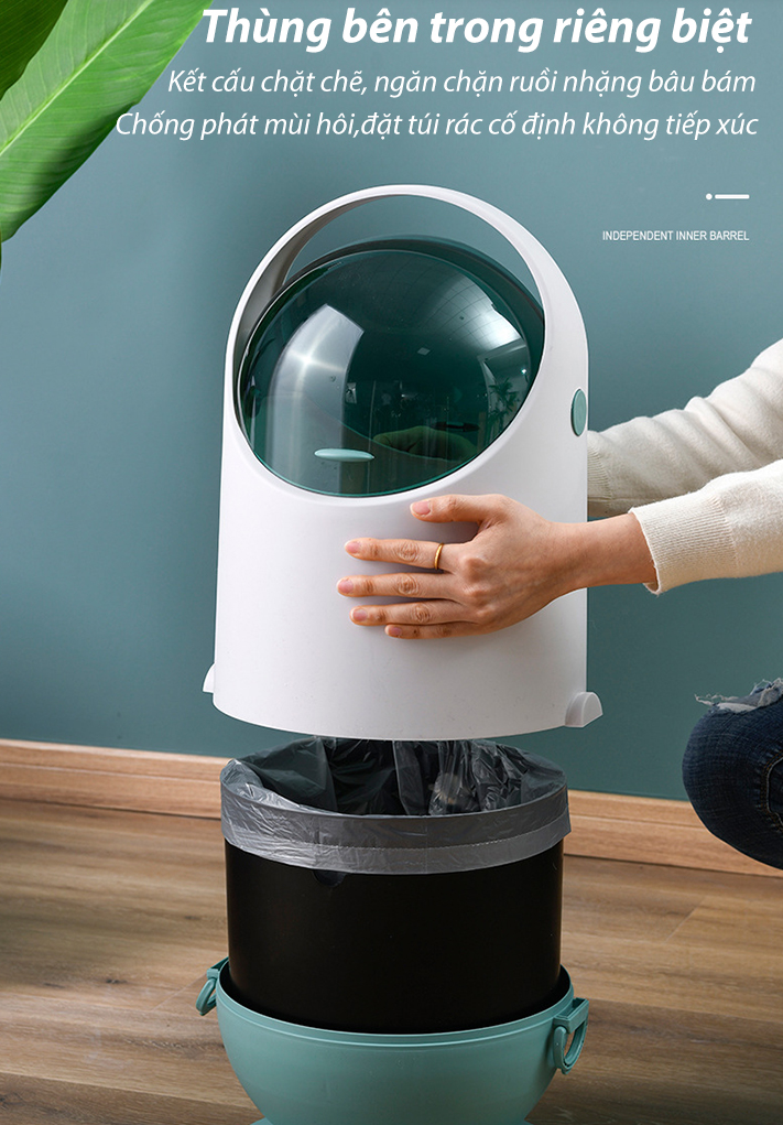 Thùng rác gia đình dễ thương Space Capsule Shaped Trash Can 20L