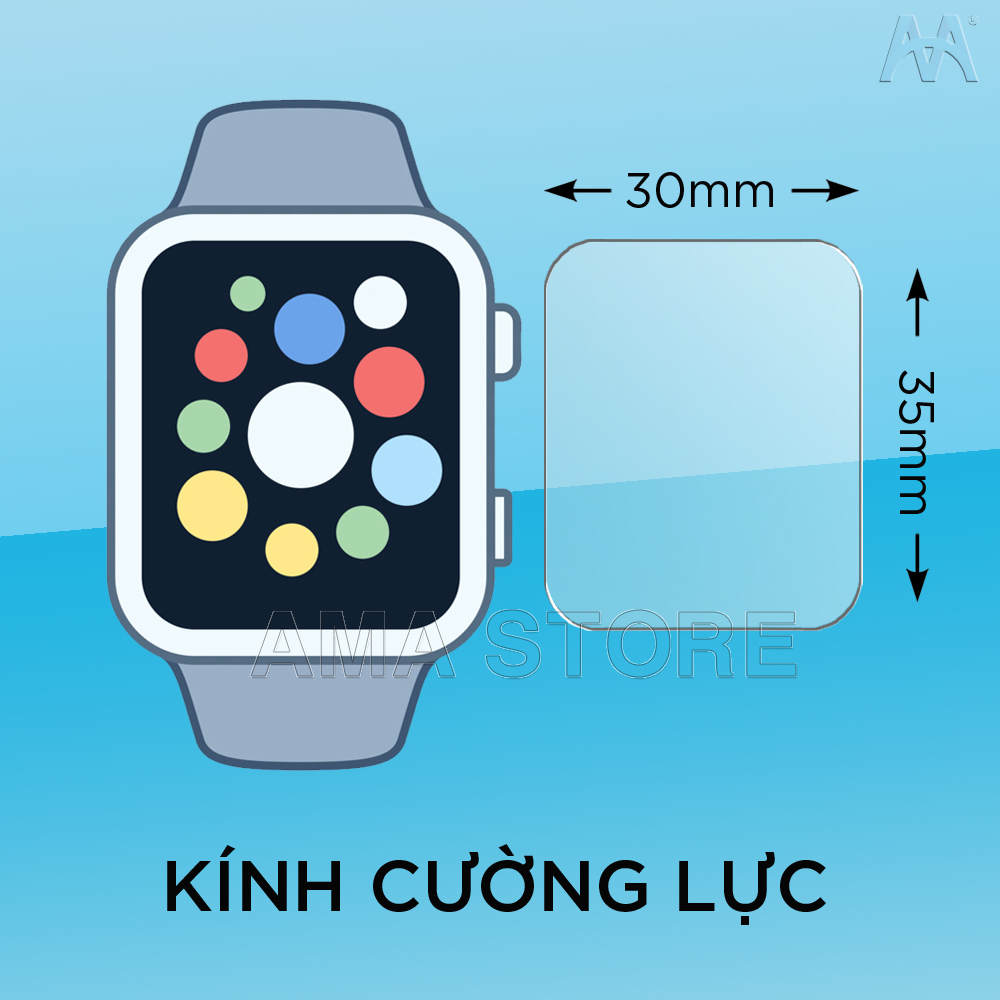 Kính Cường Lực Đồng hồ Thông minh Q12, Q15, Q12B, D06S, LT31, DH11, G2, A28, DS60, M80, Q16S, K10 Kích thước 30mm x 35mm Hàng nhập khẩu