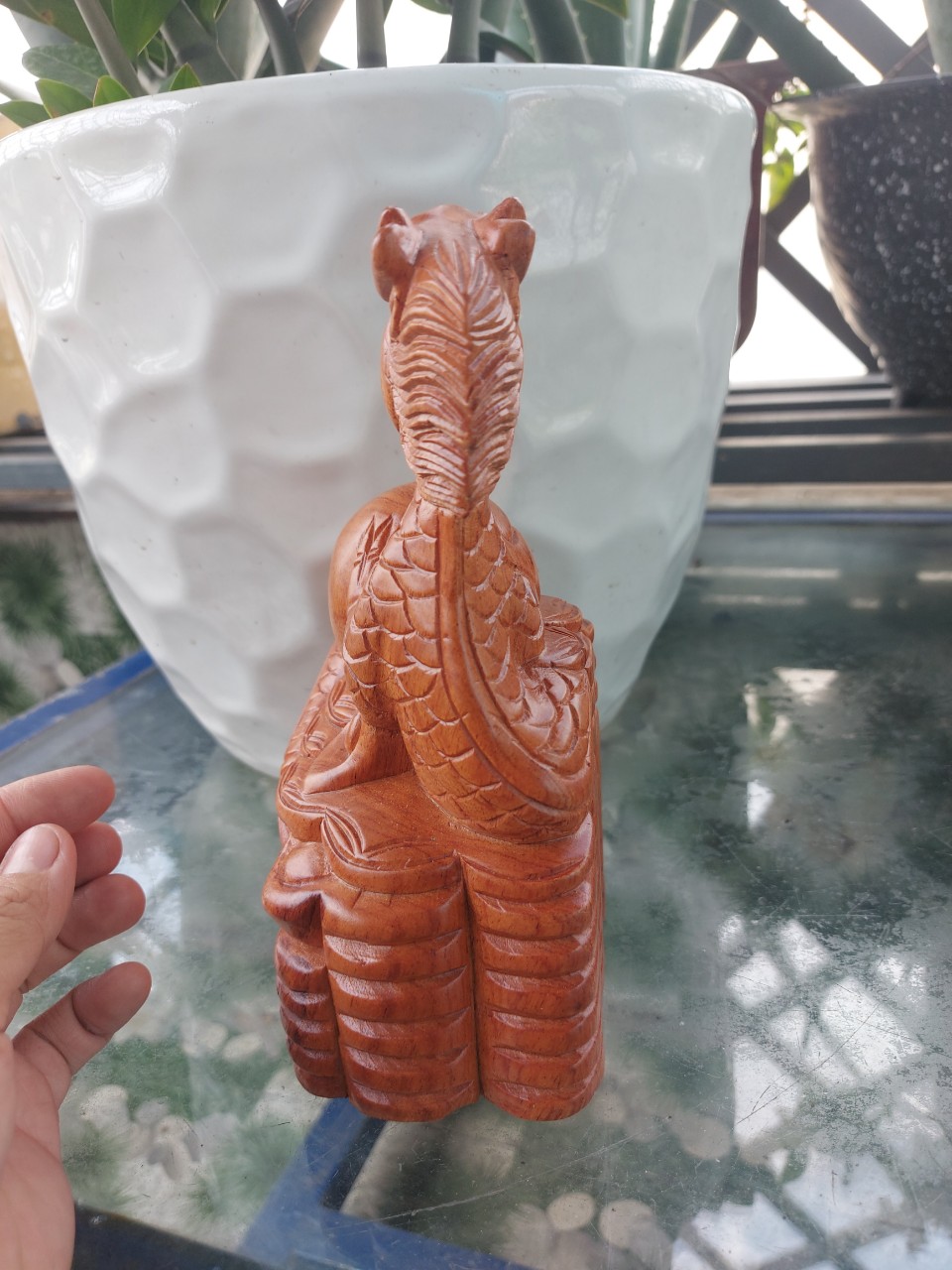 Tượng con Rồng bằng gỗ hương nguyên khối ngang 20 cm