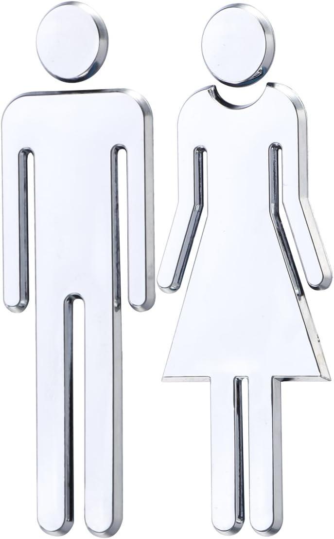 1 Vệ Sinh WC Miếng Dán Có Thể Tháo Rời 3D Gương Vinyl Nghệ Thuật Decal Dán Tường Nam Nữ Nghệ Thuật Treo Tường Dán Thanh Trường bạc