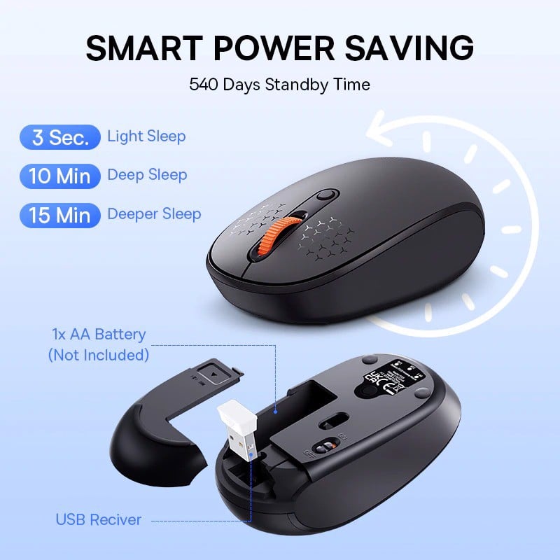 Chuột không dây Baseus F01B Tri-Mode Wireless Mouse  Bluetooth &amp; 2.4GHz- hàng chính hãng