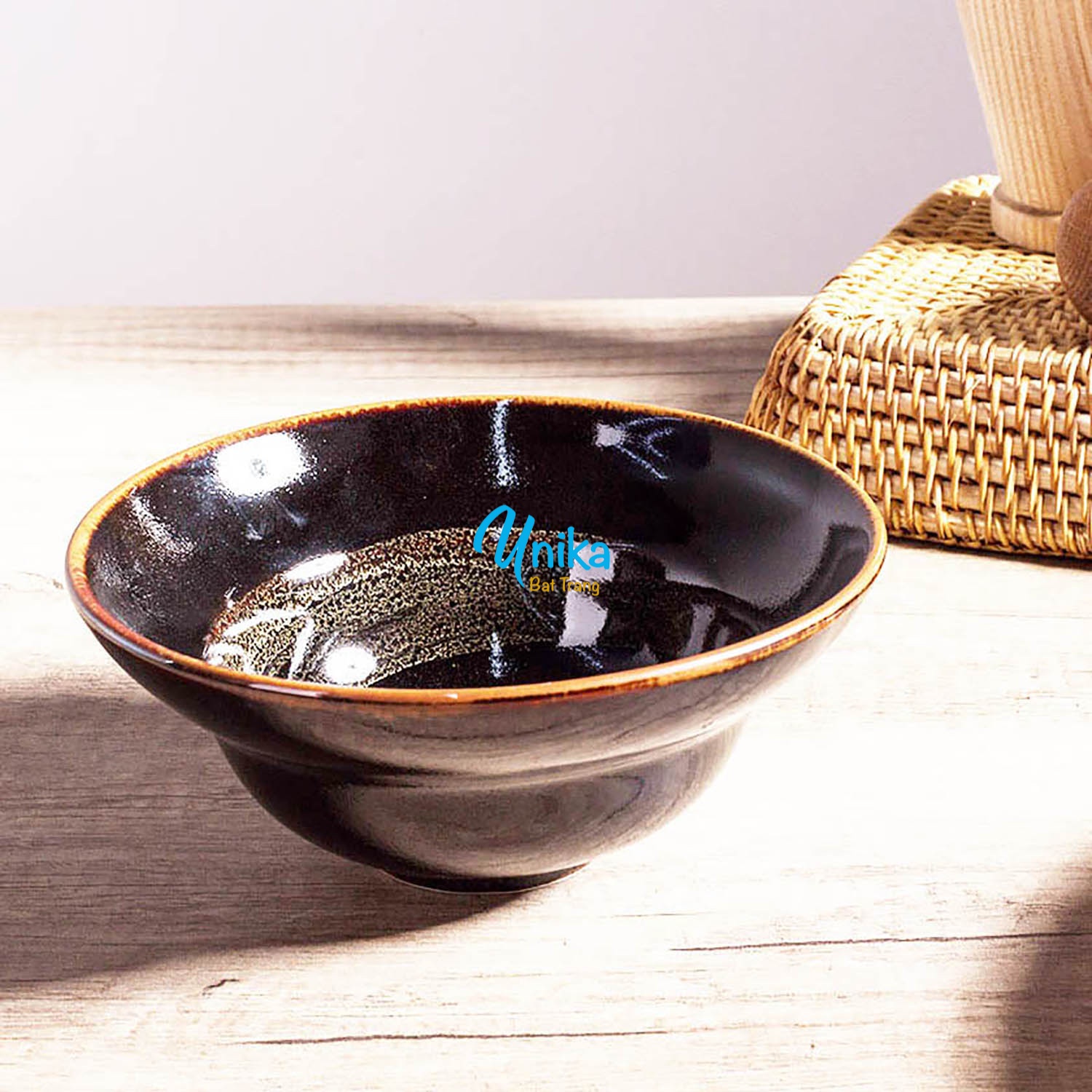 Bát Loe có eo D15 Men Cánh gián - Bát Chiết Yêu Men Bôi D15 Gốm Sứ Cao Cấp Bát Tràng