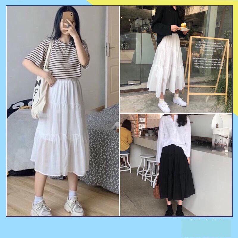 Chân váy midi 3 tầng AMIHOUSE chất voan mềm đẹp, phong cách Ulzzang(Xin đọc kỹ nội dung)