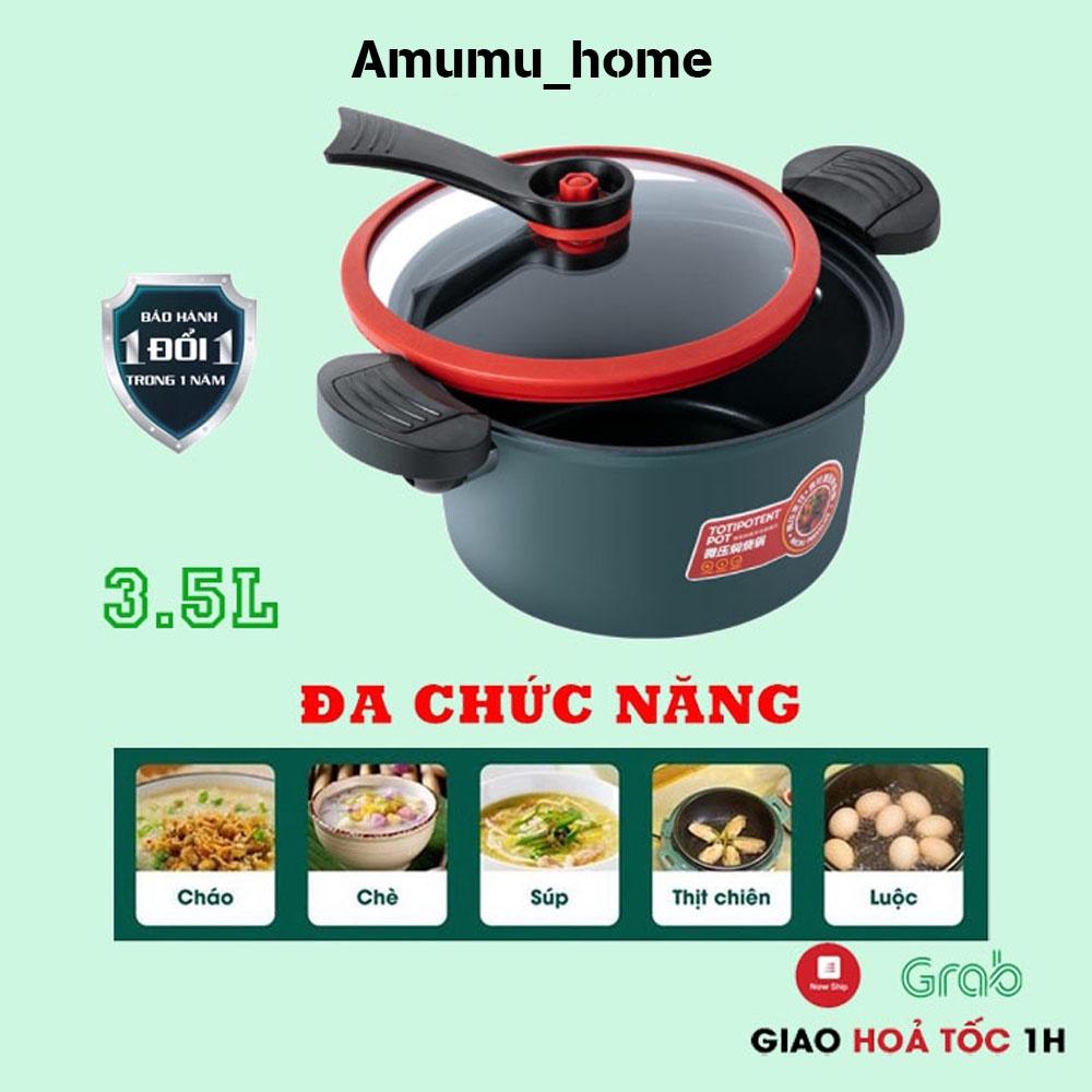 Nồi áp suất, Nồi hầm cháo, Kho cá đa năng mini totipotent pot 3.5L dùng cho mọi loại bếp từ, bếp gas, bếp hồng ngoại