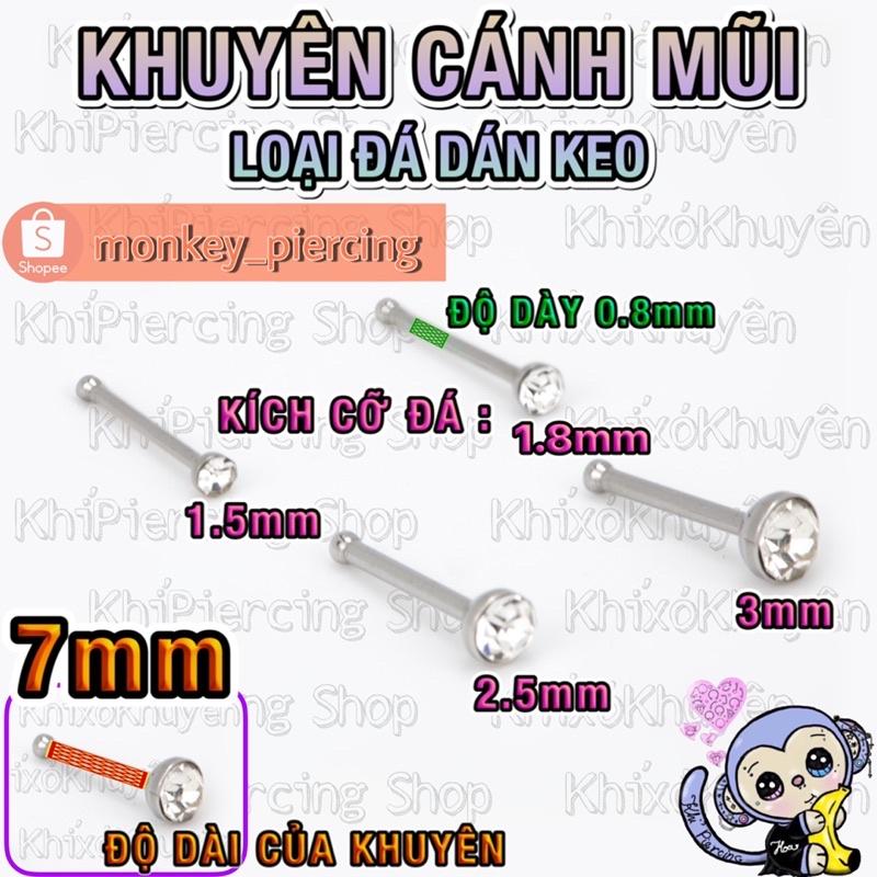1 chiếc Khuyên mũi đính đá bằng thép y tế Đẹp