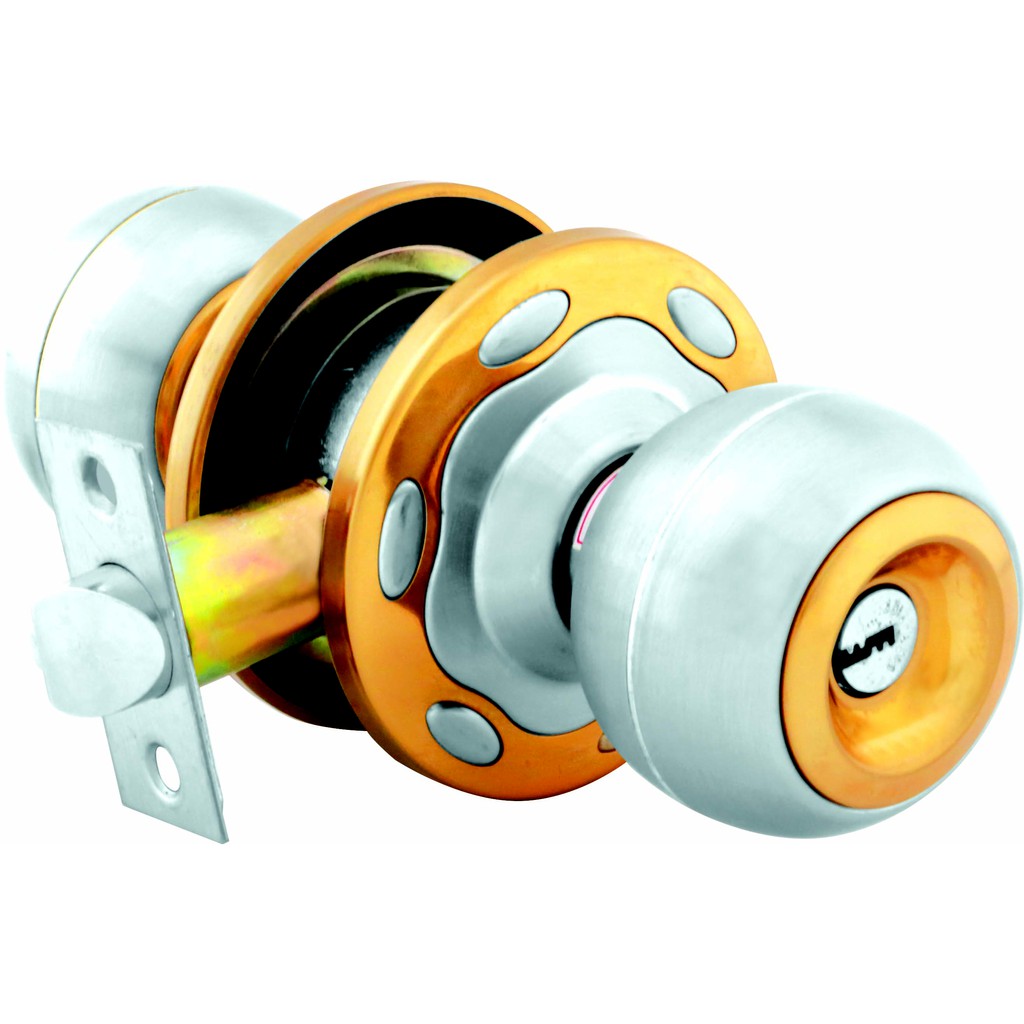 Ổ khóa cửa tay nắm tròn Việt Tiệp 04212 cò ngắn / cò dài, chất liệu inox màu trắng vàng dành cho các loại cửa thông phòng có chất liệu làm từ gỗ, nhựa, nhôm, sắt,..