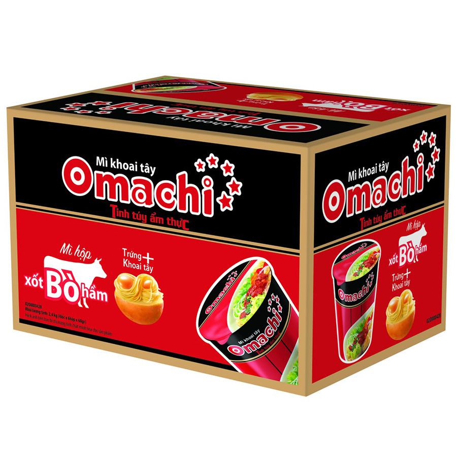 Thùng 24 Ly Mì Omachi Xốt Bò Hầm (68g x 24)