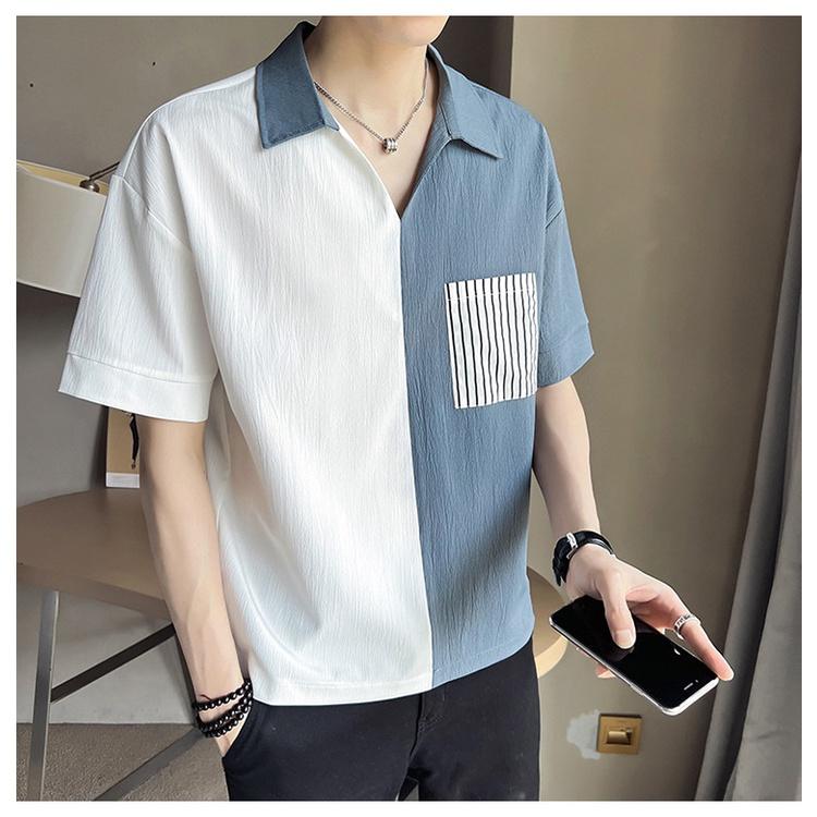 Áo sơ mi tay lỡ nam trẻ trung Thích hợp với mùa hè-H63