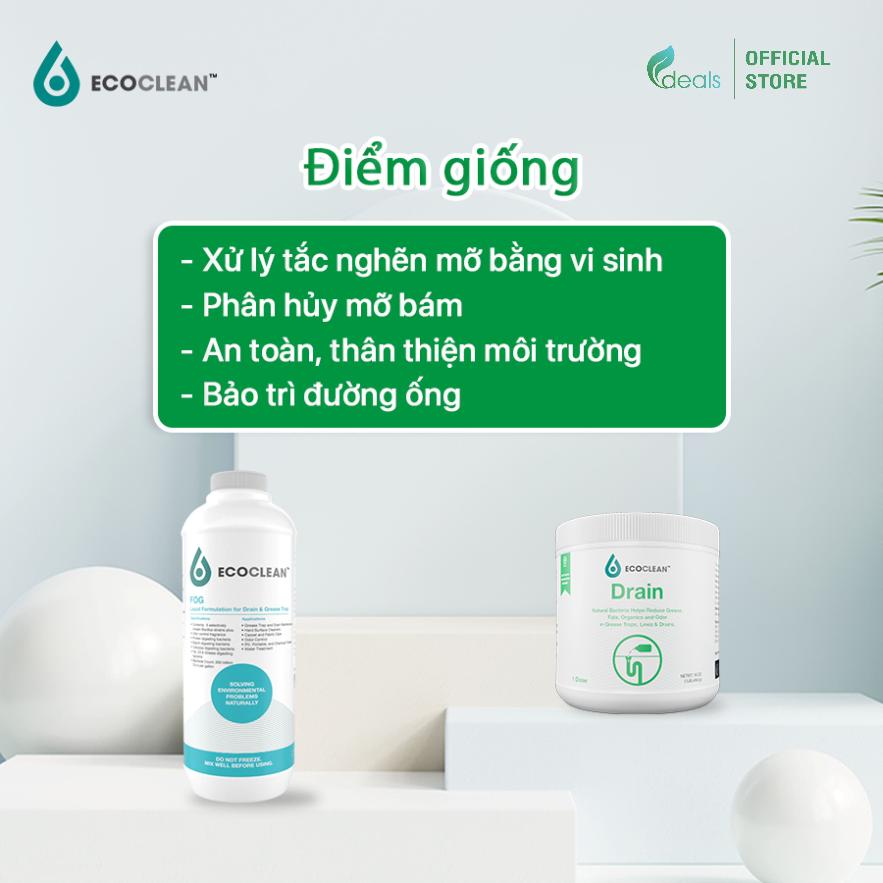 EcoClean Drain - Vi Sinh Xử Lý Dầu Mỡ Dạng Bột 500g - Siêu tiết kiệm, bảo quản dễ dàng - Phù hợp nhà hàng, khách sạn, quán ăn