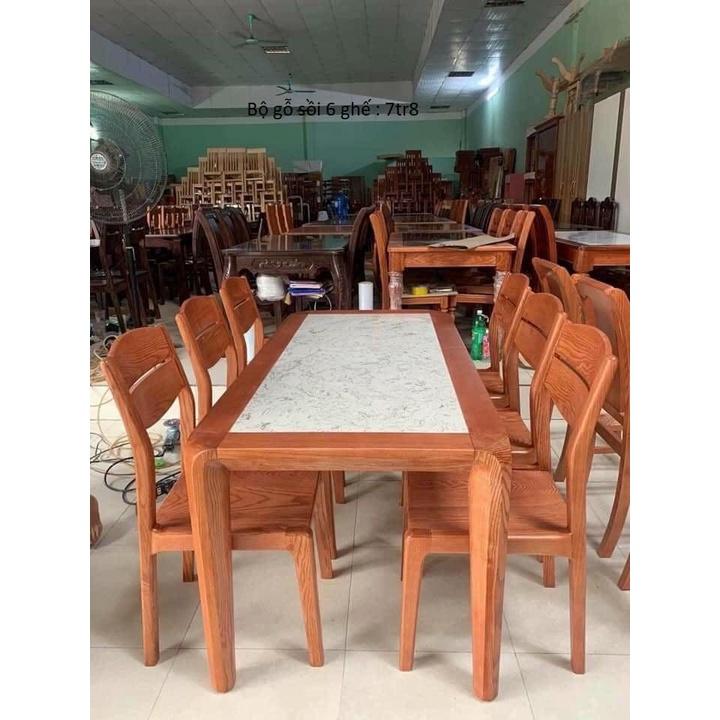 Bàn ăn 6 ghế gỗ sồi mẫu 2