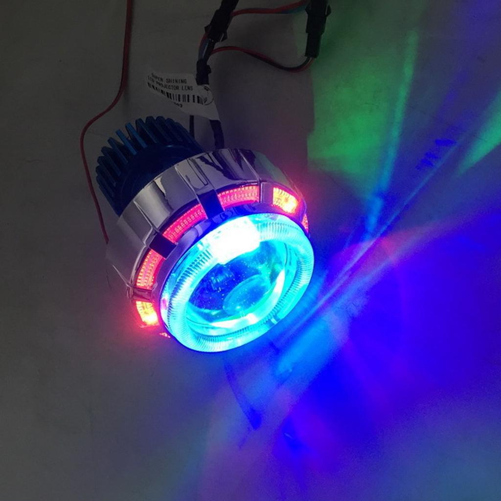 Motorcycle LED Headlight Angel /Demon Eyes Blue Halo Ring, Spotlight Lamp