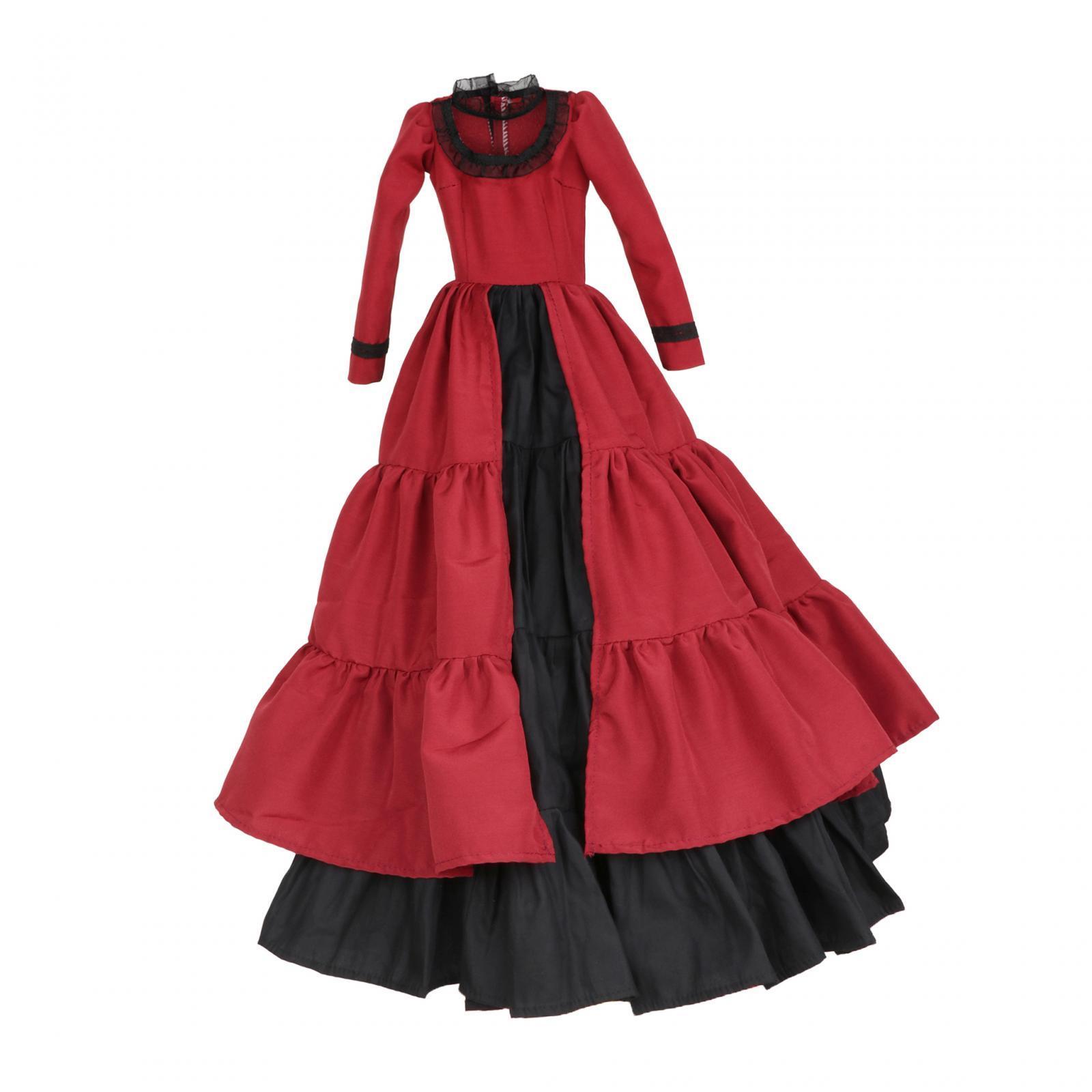 doll dress dark red