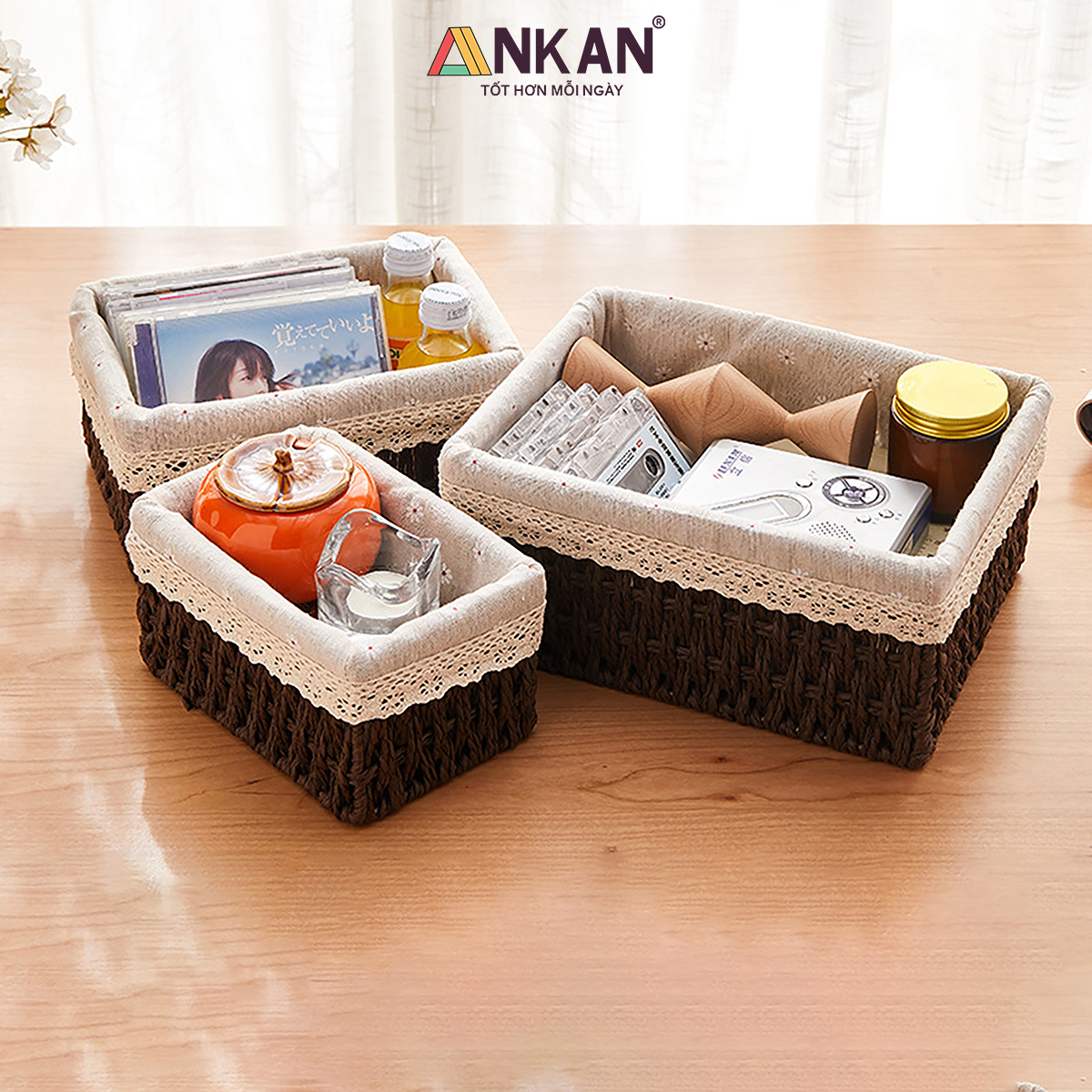 Giỏ Mây Đựng Đồ, Giỏ Đựng Đồ Ăn Vặt ANKAN, Phù Hợp Các Phòng Spa, Khách Sạn Và Trang Trí Trong Nhà