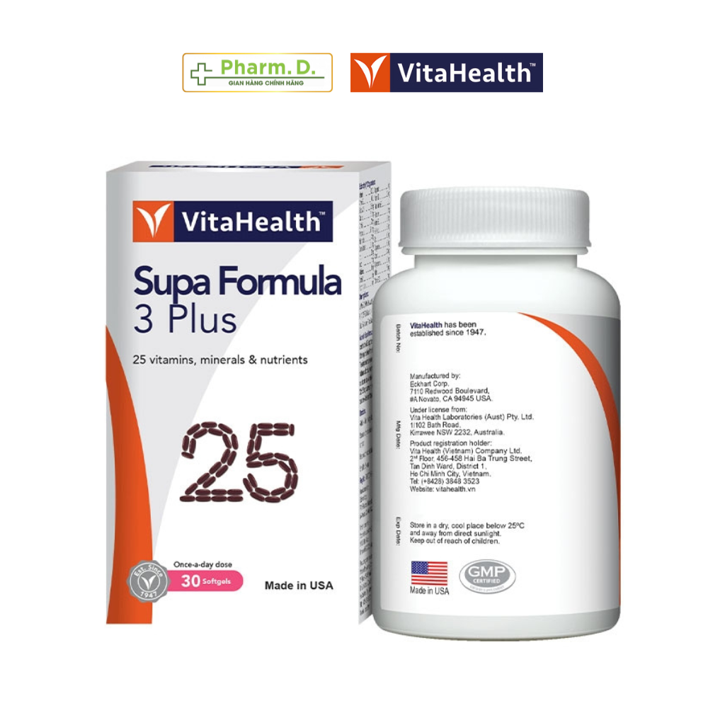 Viên Uống Bổ Sung Vitamin Tổng Hợp Tăng Sức Đề Kháng VITAHEALTH Supa Formula 3 Plus ( Hộp 30 Viên)