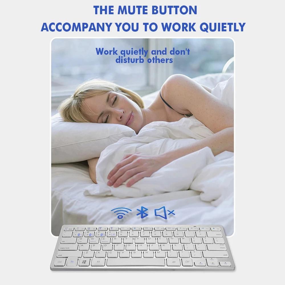 Bluetooth 5.0 & 2.4G Không Dây Combo Bàn Phím Và Chuột Mini Bàn Phím Đa Phương Tiện Chuột Cho Laptop Tivi iPad macbook Android
