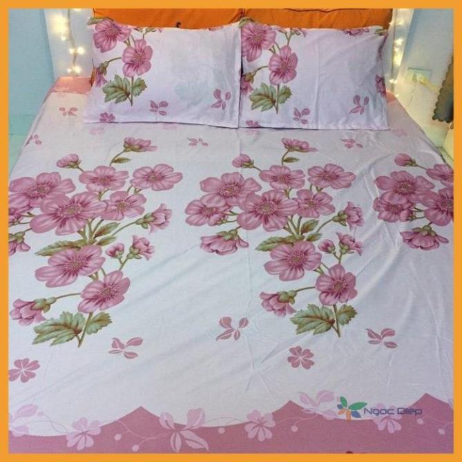 Bộ ga gối poly cotton m6 hoặc m8 mẫu đào hồng