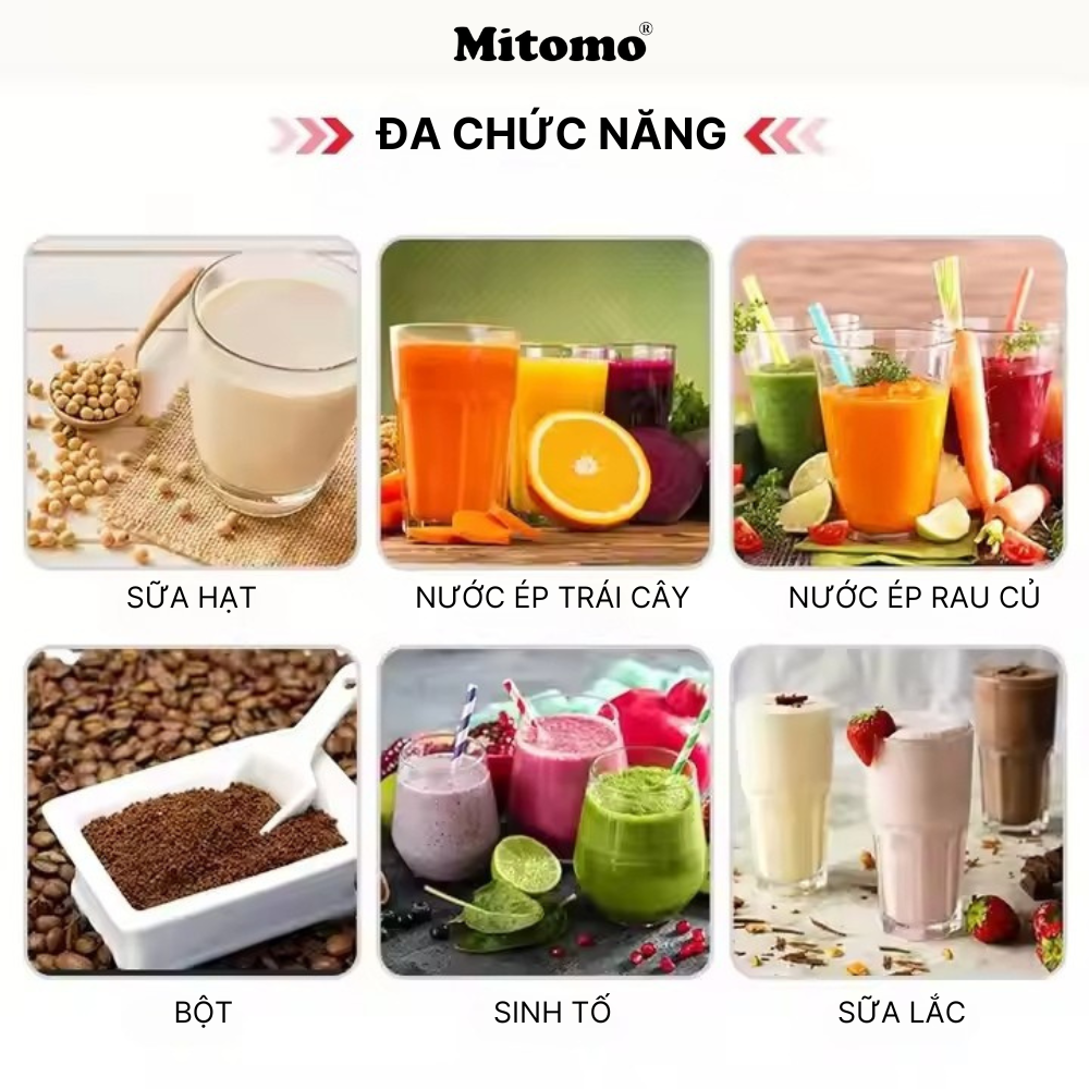 Máy xay công nghiệp, máy xay sinh tố đa năng Mitomo KD-1800, chuyên dụng cho kinh doanh hàng chính hãng - BH 3 năm