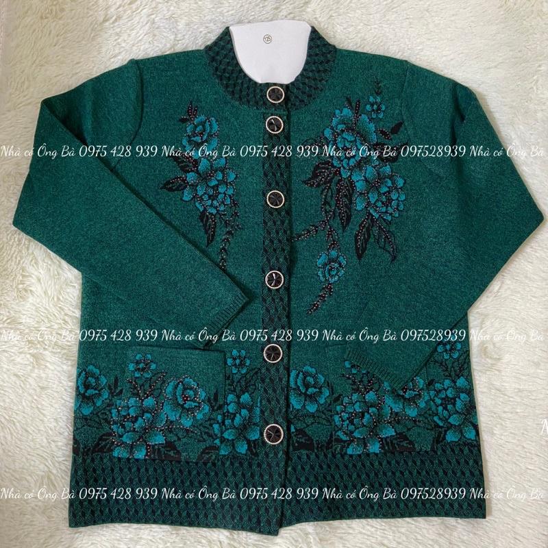 (LOẠI 1) Áo len thêu hoa cardigan cho bà mùa đông, áo khoác mùa đông cho bà cho mẹ trung niên