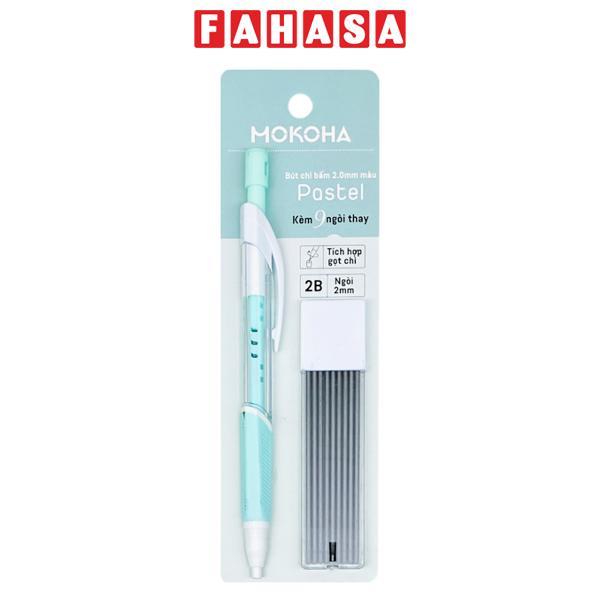 Bút Chì Bấm 2.0 mm Kèm 9 Ngòi Thay Thế - Mokoha M-MP001 - Màu Xanh Mint