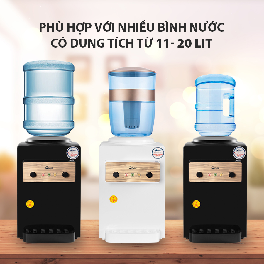 Cây nước uống nóng lạnh mini để bàn FUJIE WD01E nhập khẩu tự ngắt tiết kiệm điện - Hàng chính hãng