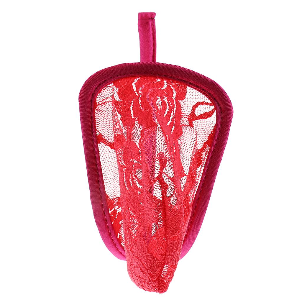 Prettyia 2Pcs Mens Sheer Mesh C-String Thong Invisible Underwear Black+Pink