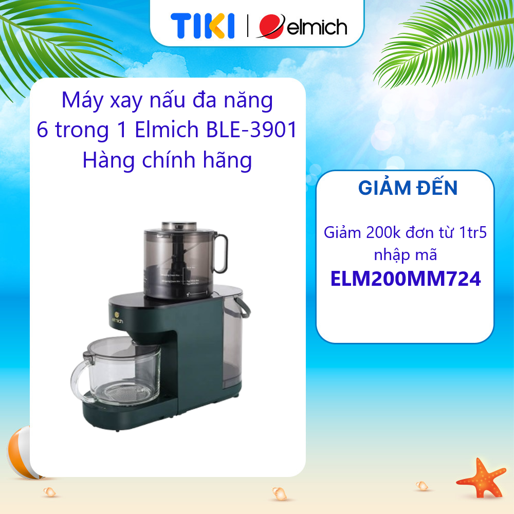 Máy xay nấu đa năng 6 trong 1 Elmich BLE-3901, hàng chính hãng (Elmich - thương hiệu CH Séc) - Bảo hành chính hãng 2 năm.