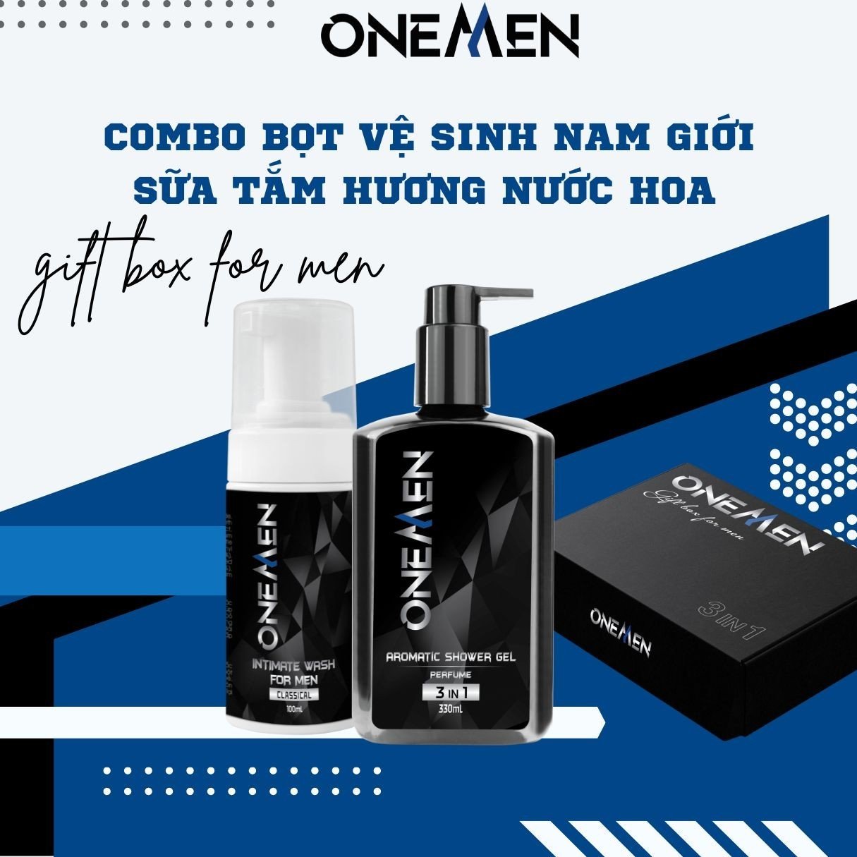 Combo Bán Chạy: Bọt Vệ Sinh Nam + Sữa Tắm Gội Hương Nước Hoa 3IN1 ONEMEN