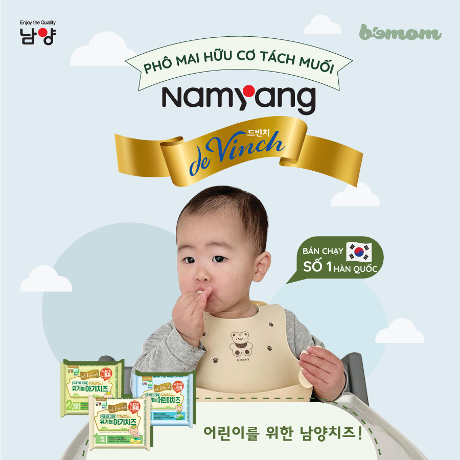 Phô mai Tách muối Hữu cơ Namyang Devinch (Hàn Quốc) cho bé- step 1 (date mới nhất)