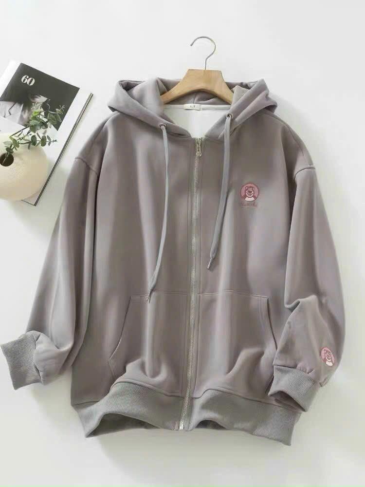 [HOT] Áo Khoác Hoodie Nam Nữ Form Rộng Có Nón Chống Nắng Thêu Hình Gấu Chất Liệu Nỉ Bông Mềm Mịn Hot Trend HTM FASHION - Kem