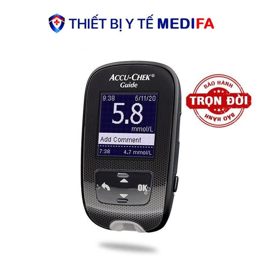 Máy đo tiểu đường Accu-Chek Guide mmol/L kèm dụng cụ lấy máu FastClix &amp; trụ 6 kim