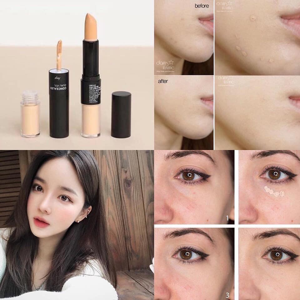 Che khuyết điểm 2 đầu Concealer Dual Veil FMGT The Face Shop (mẫu mới