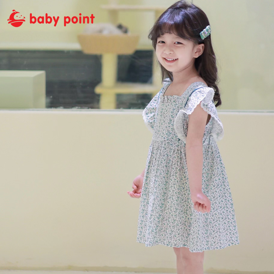 Váy cotton hoa nhí cánh tiên diện hè cho bé gái