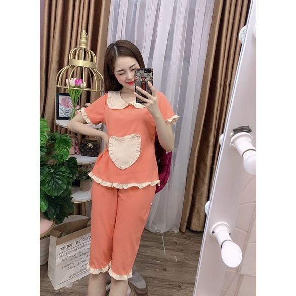 Set Bộ Mặc Nhà Nữ Pijama Lụa Tiểu Thư - Đồ Bộ Áo Tay Lỡ Phối Quần Lửng Nữ - ÁO KHOÁC THIÊN HÀ