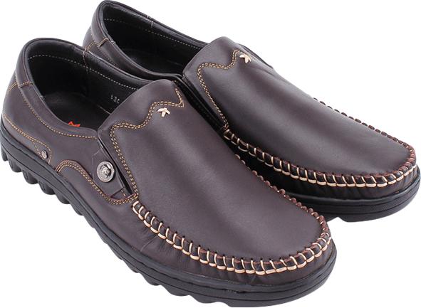 Giày Mọi Nam Huy Hoàng Chữ X HT7190 - Nâu (Size