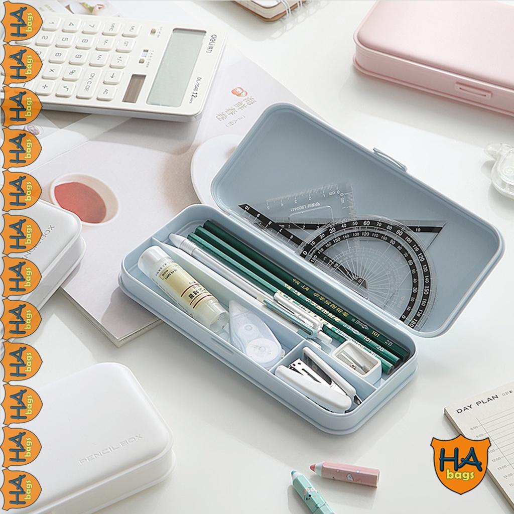 Hộp bút chữ nhật đựng bút dành cho học sinh, chất liệu nhựa an toàn HB1004