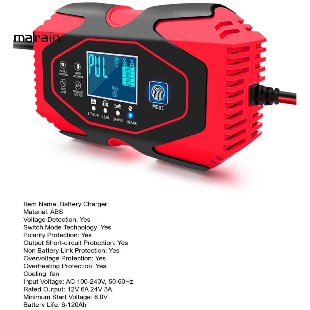 Cục Sạc Nhanh Thông Minh 12V 6A Có Màn Hình Hiển Thị Điện Áp An Toàn Cho Xe Hơi Xe Máy