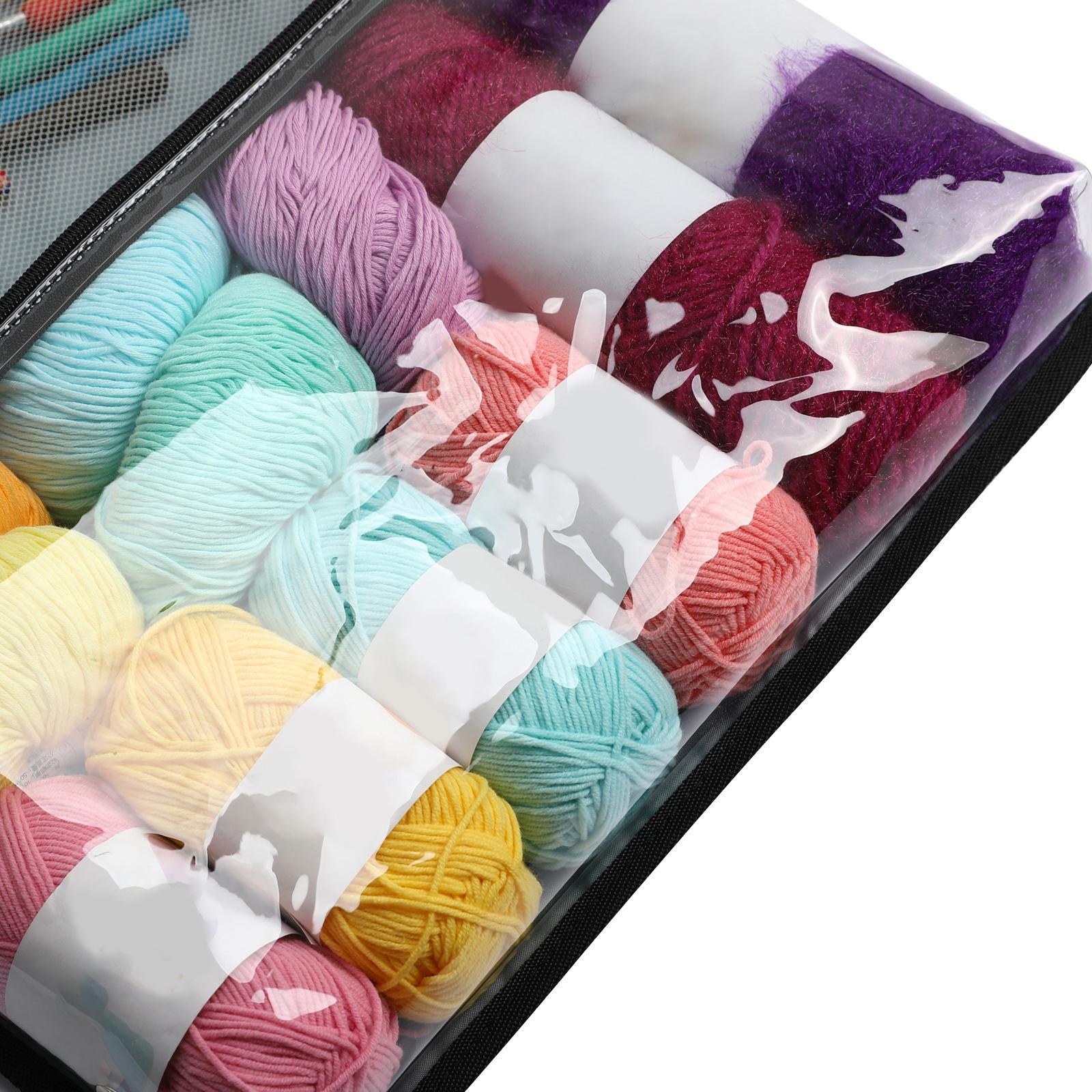 Hanging Yarn Storage Bag Wall Display with 4 Pockets Carrying Bag for Knitting Needles