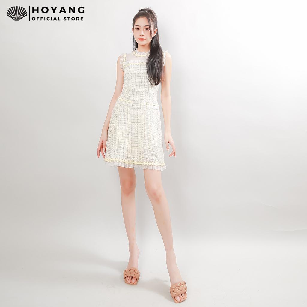 Đầm Dạ Tweed Phối Ren Sang Trọng HOYANG DHY69