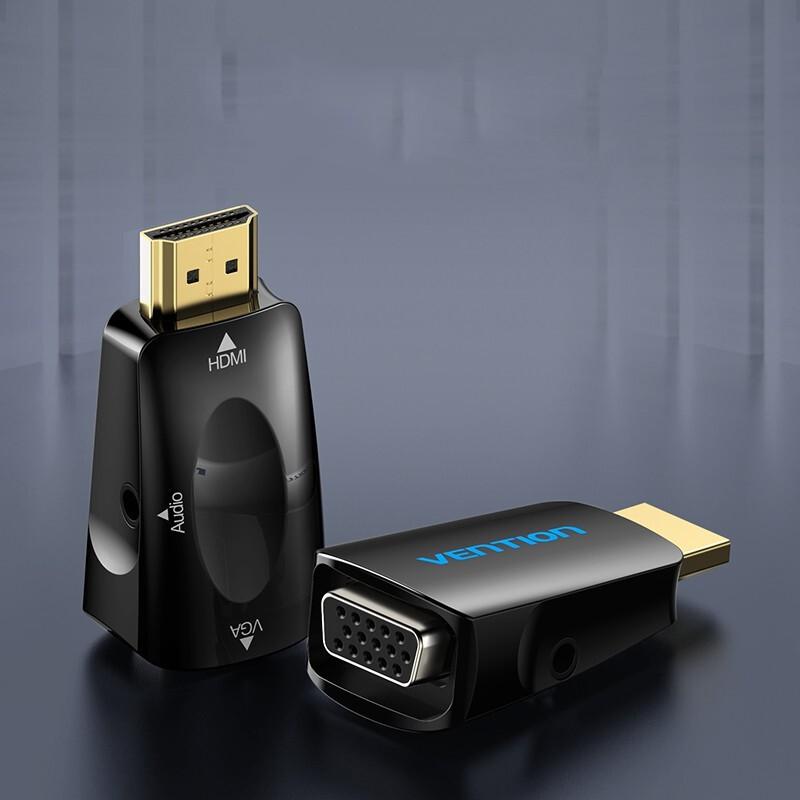 Đầu chuyển đổi HDMI to VGA có hỗ trợ cổng Audio VENTION AIDB0 Hàng chính hãng