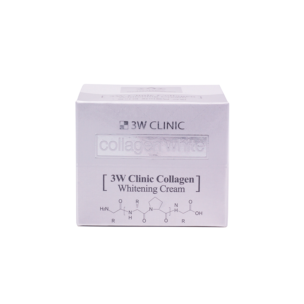 Kem Dưỡng Ẩm Trắng Da Hàn Quốc Cao Cấp Whitening Cream 3W Clinic Collagen (60ml) + Tặng Bông Bọt Biển Massage Mặt Cao Cấp Hàn Quốc Mira (6 miếng/bịch) – Hàng Chính Hãng
