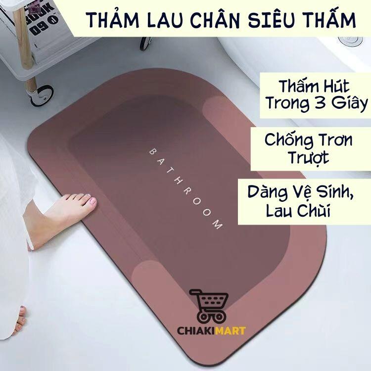 Thảm lau chân siêu thấm hút nước 3D cao cấp 40x60cm, chống trơn trượt, nhanh khô, thảm chùi chân siêu thấm