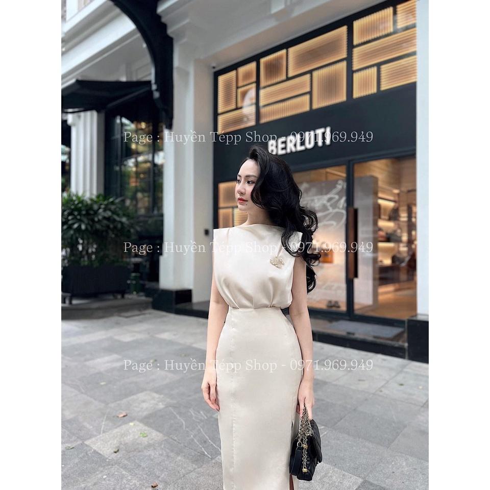 SET ĐI CHƠI, SET 2 MÓN ÁO LỤA CỔ TÀU PHỐI CHÂN VÁY XẺ CỰC SANG CHẢNH