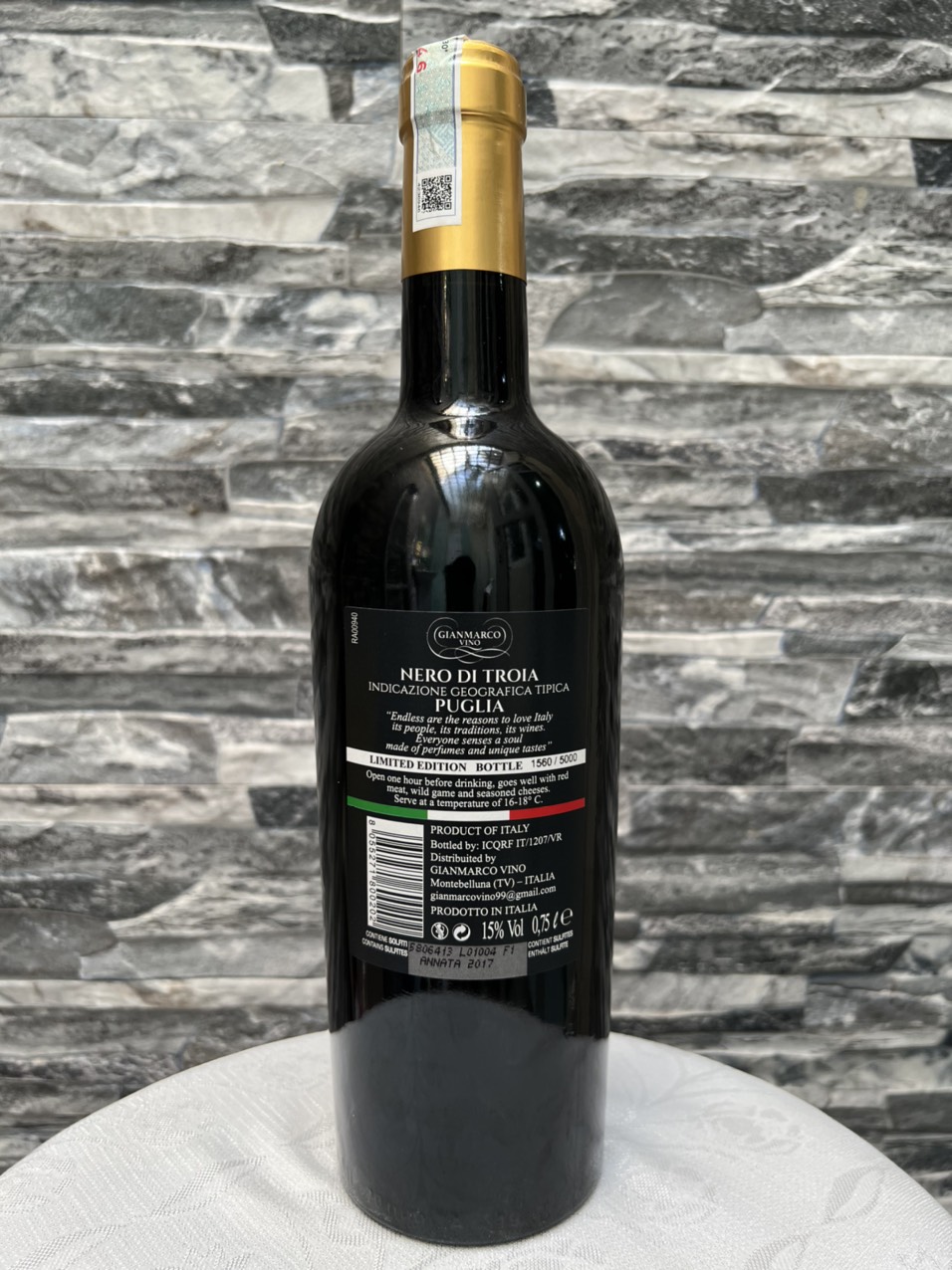 Rượu Vang Đỏ Nero Di Troia Gianmarco 750ml 15% vol